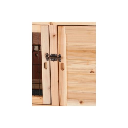 Trixie 2-Story Rabbit Hutch with Retreat Area, Non-Slip Ramp, Hinged Roof with Locking Arm, 4 Doors, 2 Metal Slide Latches, and Pull-Out Trays for Easy Cleaning - style: 2-Story