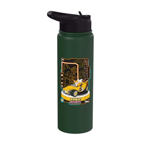 Sonic Racing CrossWorlds - Tails Stainless Steel Insulated Water Bottle - color: Dark Green