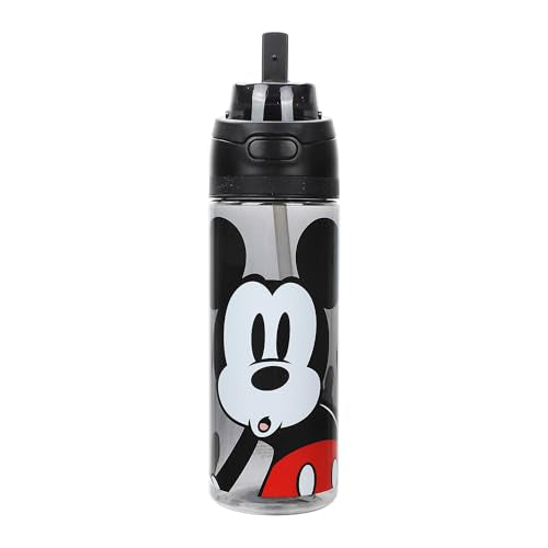 Bioworld Mickey Mouse Classic Mickey Face Black 24 Oz Plastic Water Bottle With Dual Spout Lid - color: Mickey Mouse Classic Mickey Face