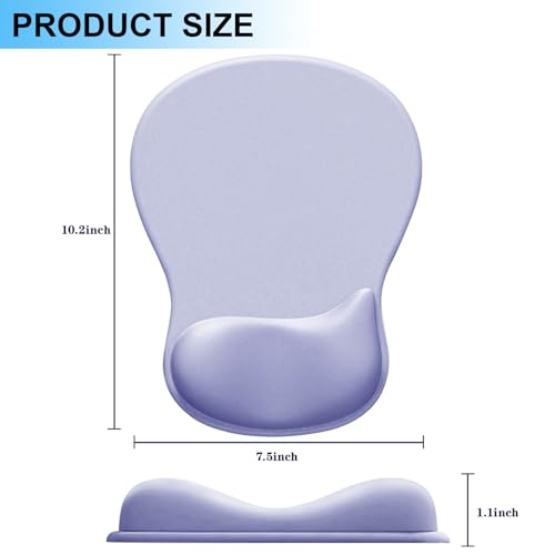 Ergonomic Mouse Pad with Gel Wrist Support, Comfortable Wrist Rest Mousepad with Non-Slip PU Base for Pain Relief, Desk, Home & Office(Purple) - color: Purple