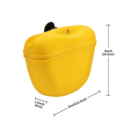 RoyalCare Silicone Dog Treat Pouch-Small Training Bag-Portable Dog Treat Bag for Leash with Magnetic Closure and Waist Clip[US Design Patent] - color: dark yellow