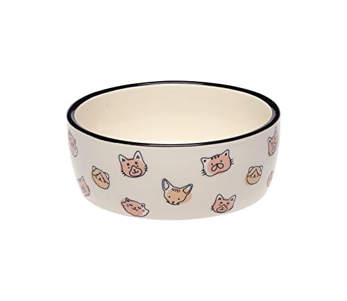 Pearhead Ceramic Cat Bowl, Holds 12 oz, Cute Cat Face Design - color: Blush Cat Faces, size: Single Bowl