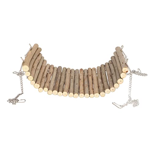 Hamster Wooden Swing, Natural Large Space Climbing Playing Toy with Hanging Chain for Parrots Gerbils and Similar Size Pets (15 * 30CM) - size: 15*30CM