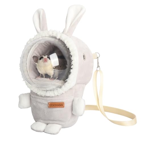 Hamster Carrier Rat Bag Cute Rabbit Shape Small Animal Sugar Glider Travel Pouch Gerbil Hedgehog Portable Travel Carrier Outdoor Hangbag Grey Squirrel Rat Carrier (Grey) - color: Grey