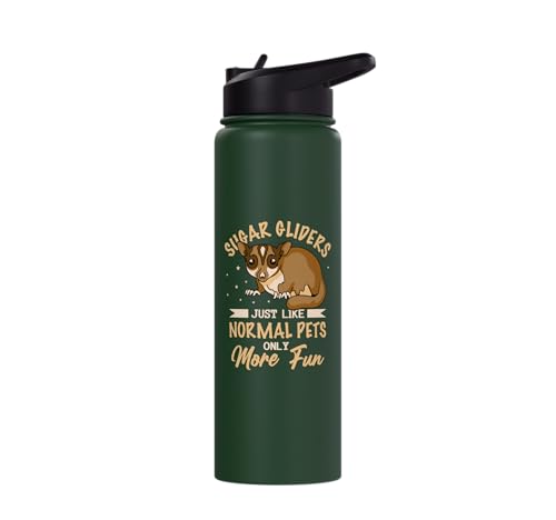 Australia Marsupial Wildlife Animal Lover Sugar Glider Stainless Steel Insulated Water Bottle - color: Dark Green