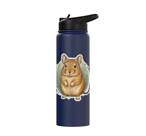 Degu Watercolor Circle Stainless Steel Insulated Water Bottle - color: Navy Blue