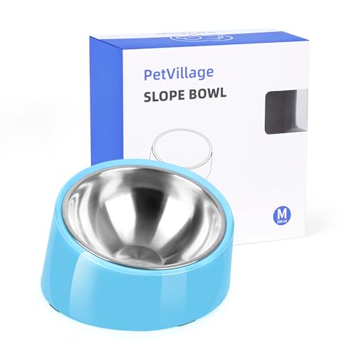 Tilted Dog Bowl Non-Slip & Non-Spill Pet Feeder with Elevated Detachable Melamine Stand, Easy to Get Food Dog Dish, M/180ml Sky Blue - color: Sky Blue, size: Medium(180ml)