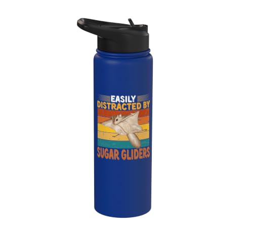 Easily Distracted By Sugar Gliders Cute Sugar Glider Costume Stainless Steel Insulated Water Bottle - color: Royal Blue
