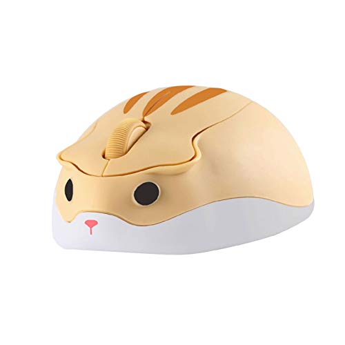 CHUYI Hamster Wireless Mouse, Cute Animal Optical Aesthetics Silent Mouse Portable Cordless Mute Mice for Travel School Office for Computer Laptop PC (Yellow) - color: Yellow
