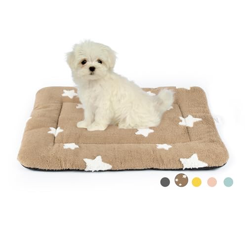 Mora Pets Dog Crate Pad Washable Cat Dog Bed for Crate Flat Pet Kennel Mat | Soft Dog Cat Bed Mat, Puppy Crate Pad for Dog Cage Cozy Sleeping Liner, Cute Pet Pillow Cushion Anti Slip Small Brown 24 x 18 - color: Brown, size: 24''L x 18''W x 1.5''Th