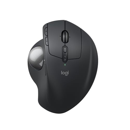 Logitech MX Ergo S Advanced Wireless Trackball Mouse USB C - Graphite | Advanced ergonomic design, rechargeable battery, Bluetooth and encrypted dongle, 6 programmable buttons, PC/Mac compatible - color: Graphite
