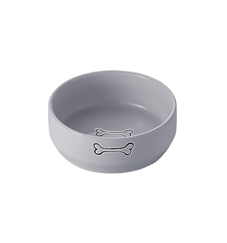6.5" Ceramic Dog Bowl Pet Feeding Bowl 20oz (Goose Grey, 6.5 / Large) - color: Goose Grey
