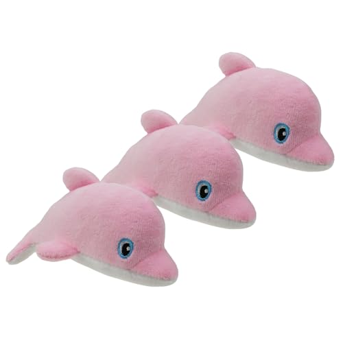 Dog Hide and Seek Toys Puppy Chew Squeaky Toys Plush Mushroom&Bamboo&Shell Hideout Stuffing with Squeakers Animals (3Pcs Squeaky Dolphin Pink) - color: 3Pcs Squeaky Dolphin Pink