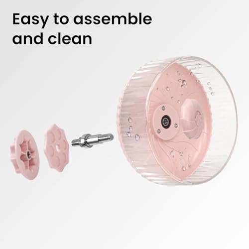8 inch Silent Hamster Wheel, Stand-Free Cage Spinner, Pink | Stand-Free Cage Installation, Smooth-Rotating Exercise Wheel for Hamsters, Mice and Other Small Pets - color: Pink Without Stand, size: 8in