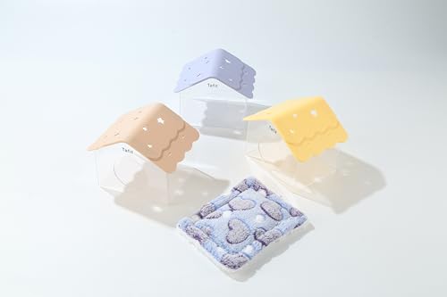 TUTU&LELE Starry Sky Hamster Hideout with Plush Cushion for Dwarf Hamsters (Yellow) - color: Yellow