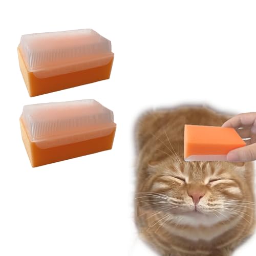 2PC Soft Cat Brush for Grooming - Gentle Cat Tongue Brush with1300+Barbed Serrations, Brushes for Sensitive Cats-Lightweight, gentle, Perfect for Daily Grooming&Enhancing Bonding (Orange) - color: Orange