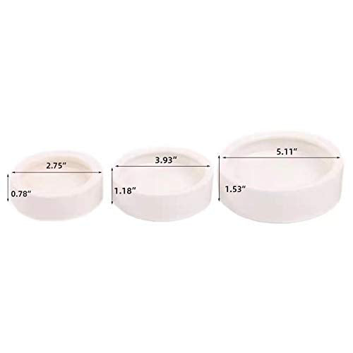 Reptile Food Water Bowl, 2 pcs Ceramics Worm Dish,Anti-Escape Reptile Water Feeder,Mealworm Bowl for Lizard Gecko Bearded Dragon, (S,M,L) (Medium) - size: Medium