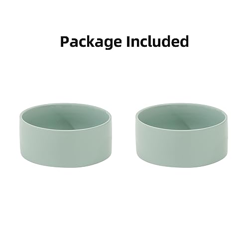 Havniva Ceramic Dog Bowls, Dog Food and Water Bowl Set, Dog Water Bowl | 6.1” Ceramic Dog Food Bowls with Non-Slip Rubber Base, Large Capacity, Double Dog Feeding Bowls for Small and Medium Dogs - color: 2 Bowls - Light Green, size: 6.1inch