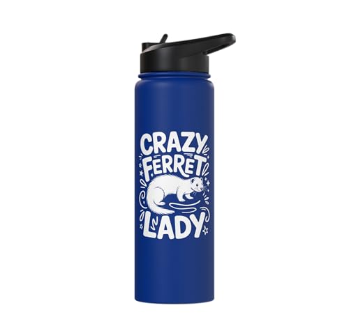 Crazy Ferret Owner Women Ferrets Stainless Steel Insulated Water Bottle - color: Royal Blue