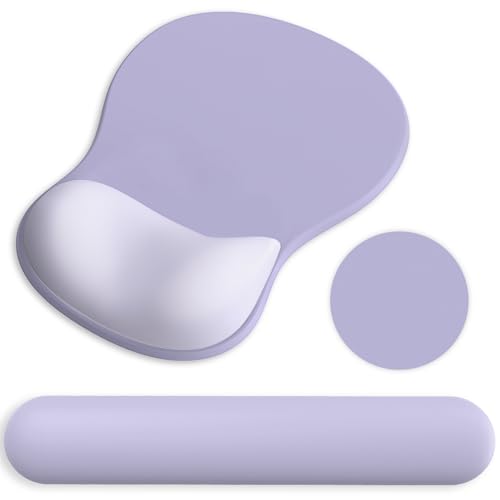 Ergonomic Mouse Pad with Wrist Rest and Keyboard Wrist Rest, Gel Mousepad | Wrist Rest for Computer Keyboard, Pain Relief, Non-Slip PU Base, Mouse Pad with Wrist Support for Gaming, Office, Purple - color: Purple