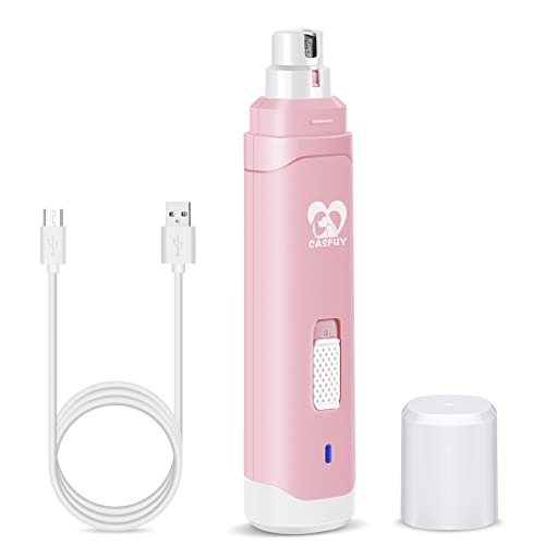 Casfuy Dog Nail Grinder Upgraded - Professional 2-Speed Whisper-Quiet Electric Pet Nail Trimmer Painless Paws Grooming & Smoothing for Small Medium Large Dogs & Cats - color: C-Pink