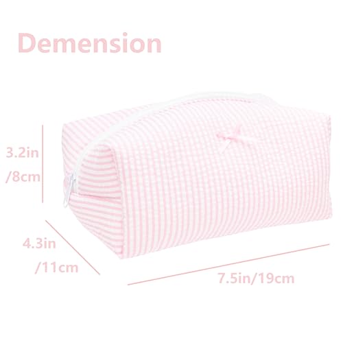 PAZIMIIK Cozy Makeup Bag for Women,Zipper Cosmetic Pouch,Stripe Ballet Pink | Soft Cosmetic Organizer for Makeup,Skincare,Toiletries,Daily Beauty Essentials,Purse,On-the-Go,Bridesmaid Gifts - color: Stripe Ballet Pink