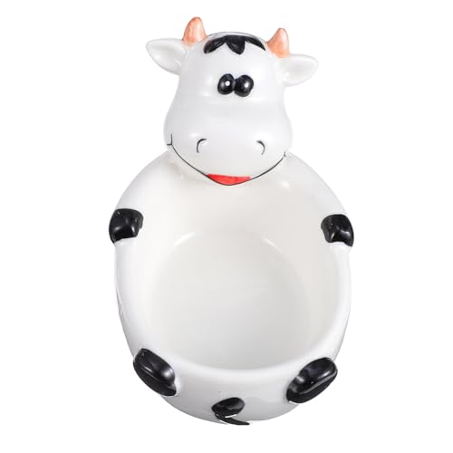 ABOOFAN Animal Shaped Ceramic Bowl Lightweight Cartoon Cow Design Food Container for Dessert Breakfast Snacks Fruit Salad Pasta Soup 5.51X3.54X4.25 Inch