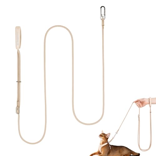 Hands Free Cat Leash Lightweight 4.1-7.2FT Adjustable Durable Rope Leash with Padded Handle, Versatile Crossbody Waist Lead for Cats Puppy ≤26lbs Outdoor Walking (Earth, S) - color: Earth