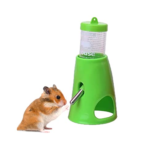 Litewoo 2 in 1 Hamster Water Bottle, Automatic Drinker and Cabin Fits Syrian Dwarf Hamster Mouse Gerbil Mice Chinchilla Small Animal (Green) - color: Green
