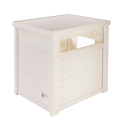 New Age Pet ECOFLEX Litter Loo Standard & Jumbo Sizes, 4 Colors, Moisture and Odor Resistant Enclosure & End Table, No‑Tools Assembly, 10 Year Warranty, Antique White, Standard - color: Antique White, size: Standard