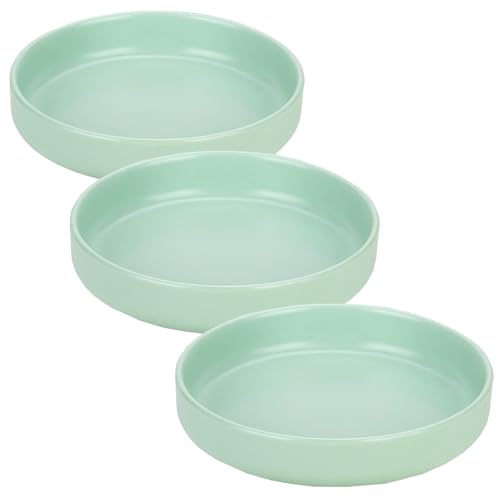 Ceramic Cat Bowls,Shallow Cat Dishes for Food and Water, 6 inch Matte Finish Wide Cat Food Bowl,Whisker Fatigue Free Pet Puppy Kitten Bowl Set of 3,Dishwasher Safe - color: Mint green