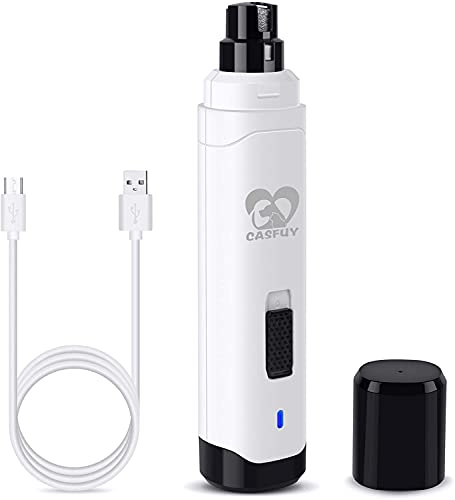 Casfuy Dog Nail Grinder Upgraded - Professional 2-Speed Whisper-Quiet Electric Pet Nail Trimmer Painless Paws Grooming & Smoothing for Small Medium Large Dogs & Cats (White) - color: A-White