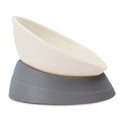 French Bulldog Food Bowl- Slanted Tilted Pug Food Water Bowl,Cat Bowl- Feeder for Frenchie/Shih Tzu/Flat Faced Small Dogs/Puppies/Cats (Grey, 2 Cup) - color: Grey, size: 2 Cup