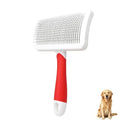 Self-Cleaning Slicker Dog Brush for Large Long-Haired Breeds （White, Red) | One-Click Hair Removal , Ergonomic Grip , Pet Grooming Tool - color: White and Red, size: Large