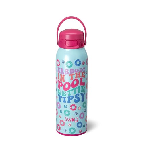 Swig Life 32oz EZ Fill Insulated Water Bottle, Leak Proof Reusable Water Bottle with Lid, Handle & Lock, Leak Proof Stainless Steel Bottles, 32 oz Tumbler (Errbody in the (Pool) - color: Errbody Pool, size: 32 Ounces