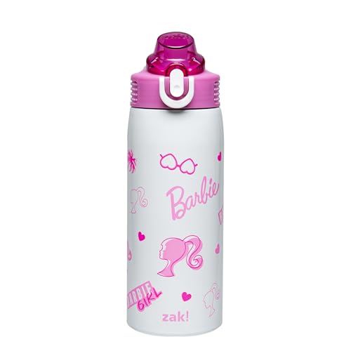 Zak Designs Barbie Sage 19oz Leak-Proof Straw Kids Water Bottle | BPA Free, Insulated Stainless Steel, Cupholder Friendly, Dishwasher Safe, Lid Lock, Handle, For School, Home, Travel, Outdoor - color: Barbie (Sage)