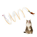 Andiker Cat Tunnel Toy, 10inch Collapsible Metal Cat Spring Toy with Nylon Mesh, Feather, Mouse, and Bell, Interactive Cat Toys for Indoor Cats to Scratch, Puzzle, Relax and Kill Time (Mouse) - color: Mouse