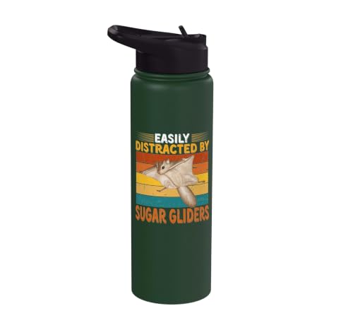 Easily Distracted By Sugar Gliders Cute Sugar Glider Costume Stainless Steel Insulated Water Bottle - color: Dark Green
