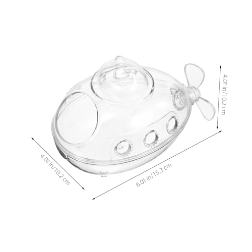 Hemoton Transparent Submarine-Shaped Hamster Sand Bath Box for Small Pets Multi-Functional Sand Bathroom and Toilet Accessory for Hamsters Mice and Chinchillas
