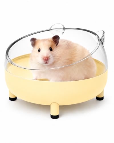 Meow&Woof Hamster Sand Bath Container, Large Sandbox Toilet Gerbil Batheoom, Tiny Chinchilla Dust Bathtub Sand Bath Box for Hamster Cage Accessories 5.2 Inch-Yellow - color: Yellow