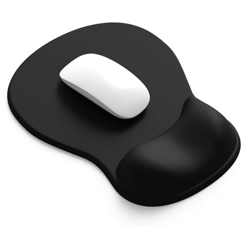 Ergonomic Mouse Pad with Gel Wrist Support, Comfortable Wrist Rest Mousepad with Non-Slip PU Base for Pain Relief, Desk, Home & Office(Black) - color: Black