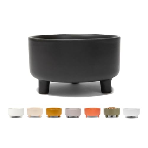 Waggo Uplift Ceramic Dog Bowl for Small Medium and Large Breeds - Heavyweight and Durable Pet Food and Water Dish Crock, Dishwasher Safe, Modern, Elevated Feeder (Black, Medium) - color: Black, size: Medium