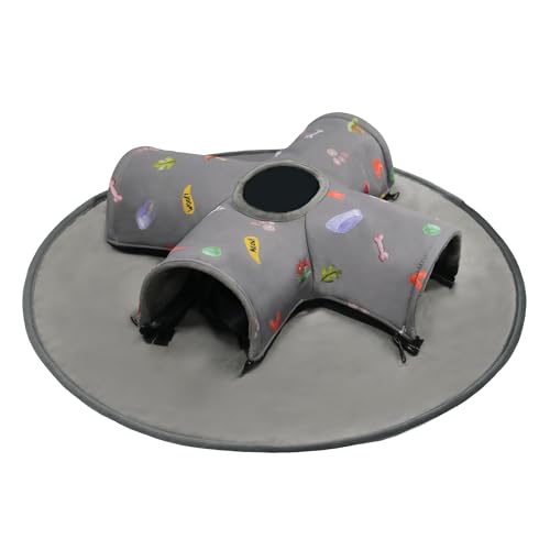 Small Pet Tunnel Bed with Top Peek Hole, 4-Way Hideout with Removable Washable Mat, Interactive Play Toy for Guinea Pig, Hamster, Rabbit, Chinchilla, Kitten - color: 4-Way + Round Mat