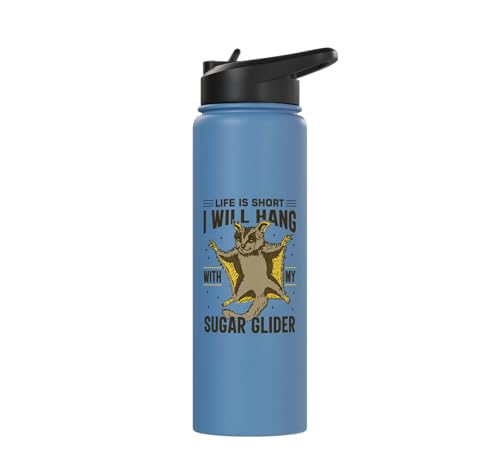 Australia Marsupial Wildlife Animal Lover Sugar Glider Stainless Steel Insulated Water Bottle - color: Light Blue