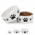 Ceramic Dog Bowls Set, 5''×2'', with Anti-Slip Rings, 2 Cups Capacity - size: 5 in