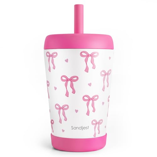 SANDJEST Coquette Bows Insulated Sippy Tumbler 12 Oz, Gift for Birthday, Christmas & Back to School - color: Bow 3