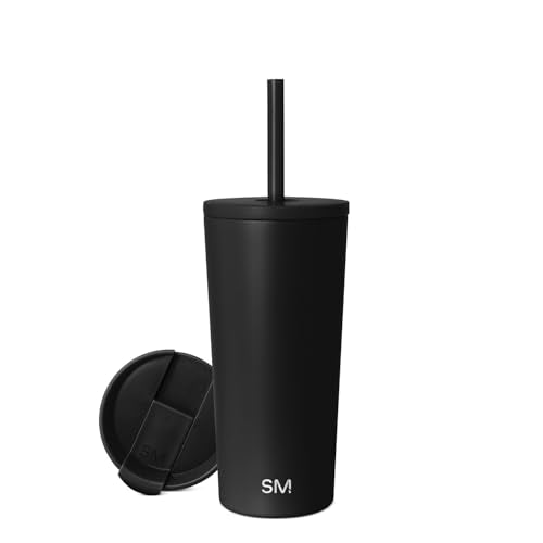 Simple Modern Iced Coffee Tumbler, Insulated | 20oz | Black | Reusable Stainless Steel Cup, Travel Mug, Water Bottle with Straw | Cupholder Friendly & Spill Resistant, Midnight Black - color: - Midnight Black, size: 20 Ounces
