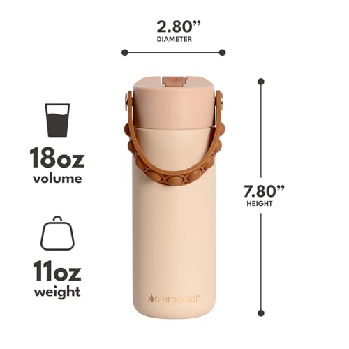 Elemental Insulated Kids Water Bottle, Stainless Steel Water Bottle with Straw Lid & Pop-It Handle, Leak-Proof Water Bottles for School, Boys or Girls, Travelling and Sports, 18oz - Beige - color: Beige