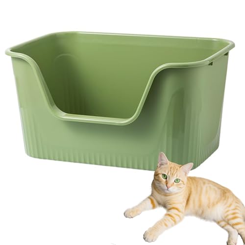 SpaceTime Large Cat Litter Box with High Sides,Cat Boxes for Indoor Cats,Cat Litter Pan for Kitty,Litter Box with Low Entry,Easy to Clean,Anti-Splashing (Green) - color: Green