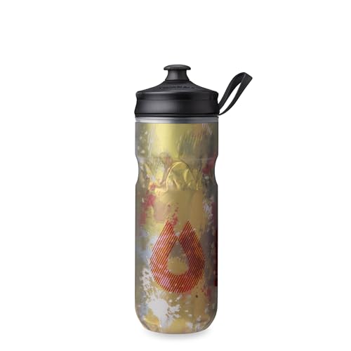 HydraPak Polar Sport Insulated Water Bottle (20oz, Splash Gold) | High Flow, BPA Free, Tri-Layer Insulation, Leakproof, Dash Handle, Easy Squeeze, Self-Sealing Cap, for Sports - color: Splash Gold, style: 20oz/600ml